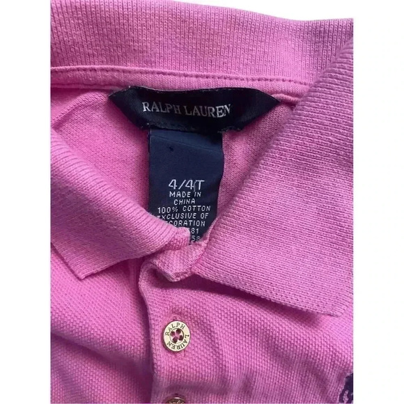 Polo Ralph Lauren Girls' Pink Short Polo Dress Size 4T Casual - Picture 4 of 4